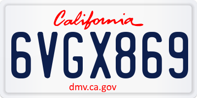 CA license plate 6VGX869