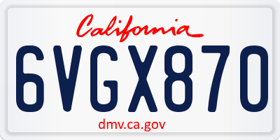 CA license plate 6VGX870