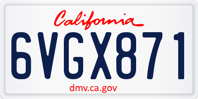 CA license plate 6VGX871