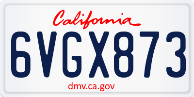 CA license plate 6VGX873