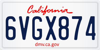 CA license plate 6VGX874