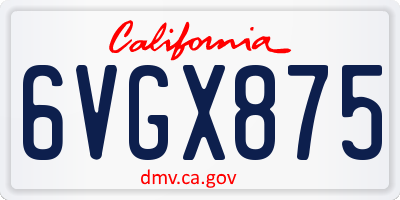 CA license plate 6VGX875