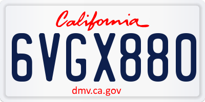 CA license plate 6VGX880