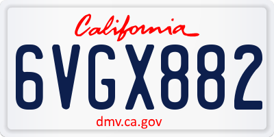 CA license plate 6VGX882