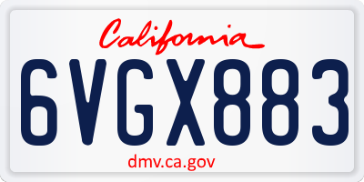 CA license plate 6VGX883