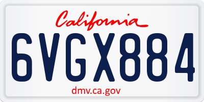 CA license plate 6VGX884