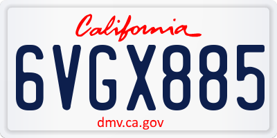 CA license plate 6VGX885