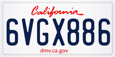 CA license plate 6VGX886