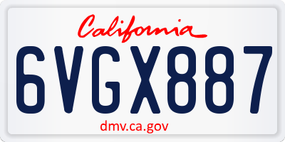 CA license plate 6VGX887