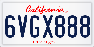 CA license plate 6VGX888