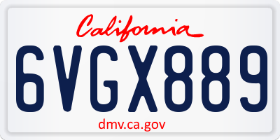CA license plate 6VGX889