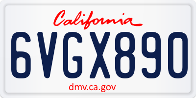 CA license plate 6VGX890