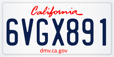 CA license plate 6VGX891