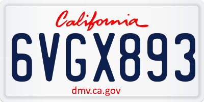 CA license plate 6VGX893