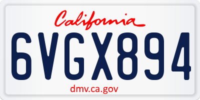 CA license plate 6VGX894