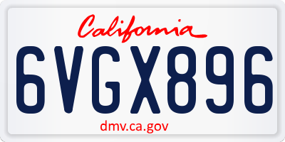 CA license plate 6VGX896