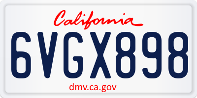 CA license plate 6VGX898