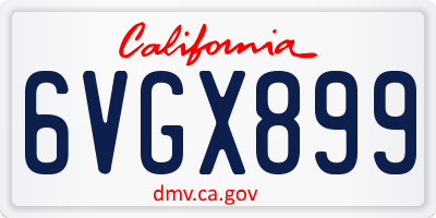 CA license plate 6VGX899