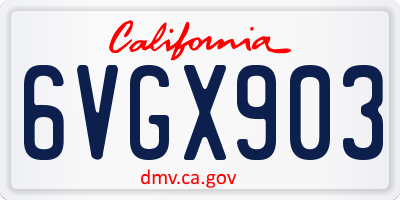 CA license plate 6VGX903