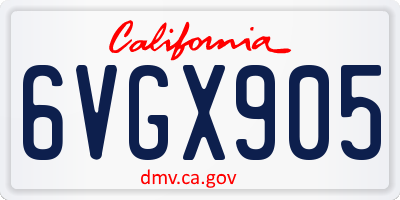 CA license plate 6VGX905
