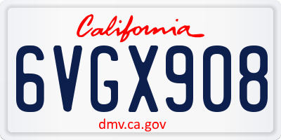 CA license plate 6VGX908