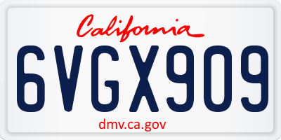 CA license plate 6VGX909
