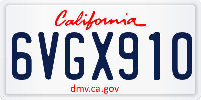 CA license plate 6VGX910