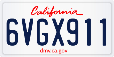 CA license plate 6VGX911