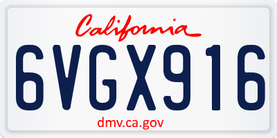 CA license plate 6VGX916