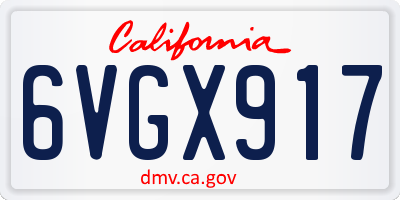 CA license plate 6VGX917