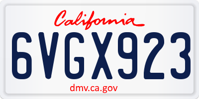 CA license plate 6VGX923