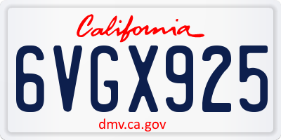 CA license plate 6VGX925