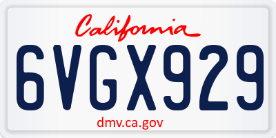 CA license plate 6VGX929