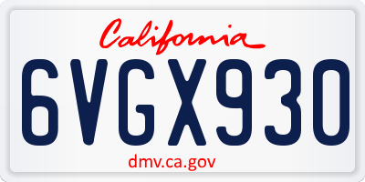 CA license plate 6VGX930