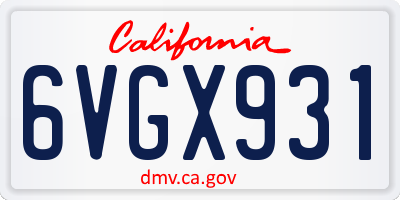 CA license plate 6VGX931