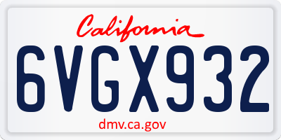 CA license plate 6VGX932