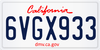 CA license plate 6VGX933