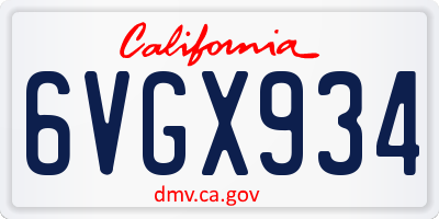 CA license plate 6VGX934