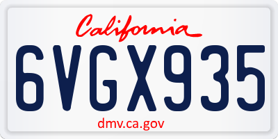 CA license plate 6VGX935
