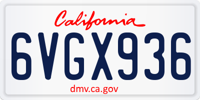 CA license plate 6VGX936