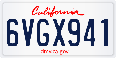 CA license plate 6VGX941