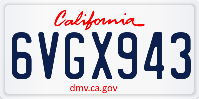 CA license plate 6VGX943