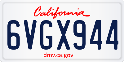 CA license plate 6VGX944