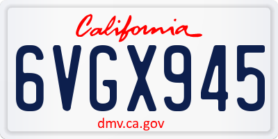 CA license plate 6VGX945