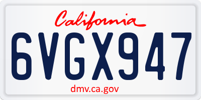 CA license plate 6VGX947