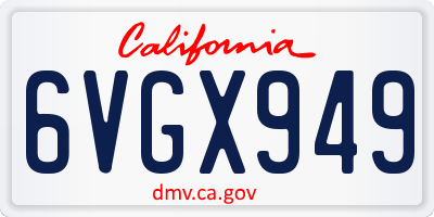 CA license plate 6VGX949