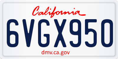 CA license plate 6VGX950