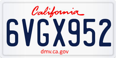 CA license plate 6VGX952
