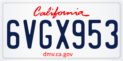 CA license plate 6VGX953