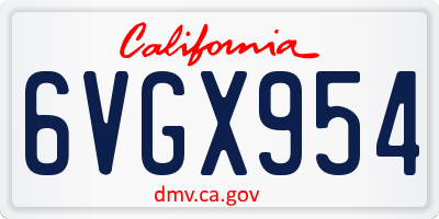 CA license plate 6VGX954